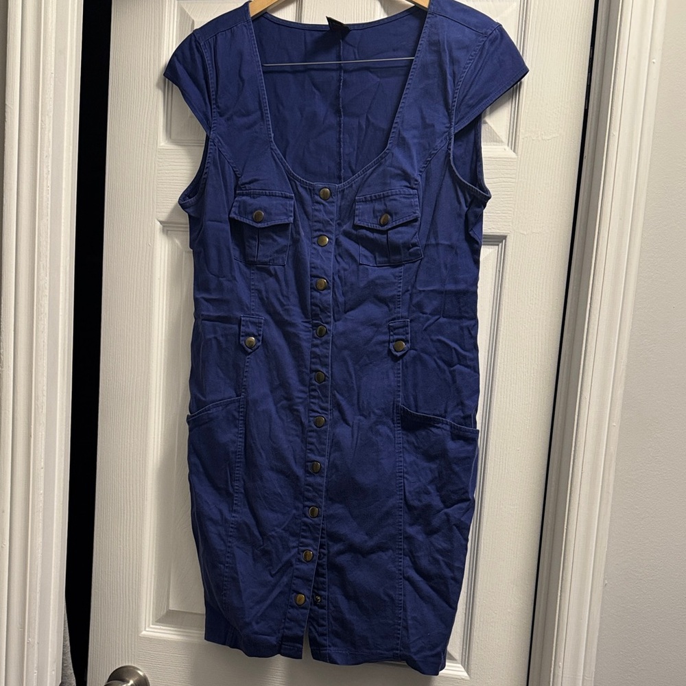 Bebe Stylish Blue Button-Down Dress